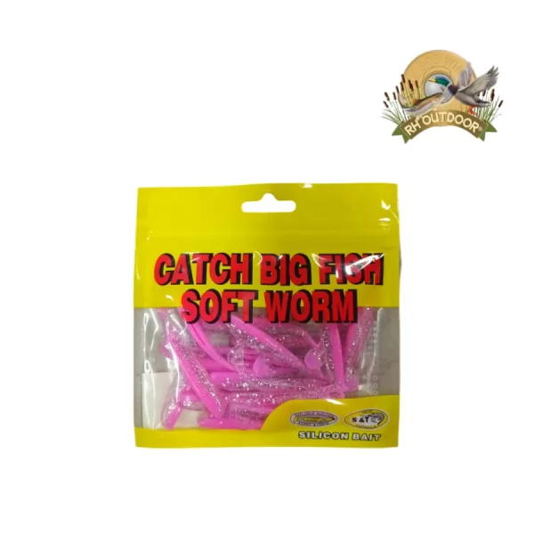 Vinilo Silicon Bait Catch Big Fish Soft Worm Rosa - Imagen 3