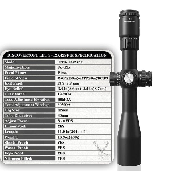 Mira Telescópica Discovery LHT 3-12X42SFIR FFP - Imagen 7